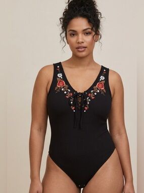 American Eagle Bodysuit with Floral Embroidery